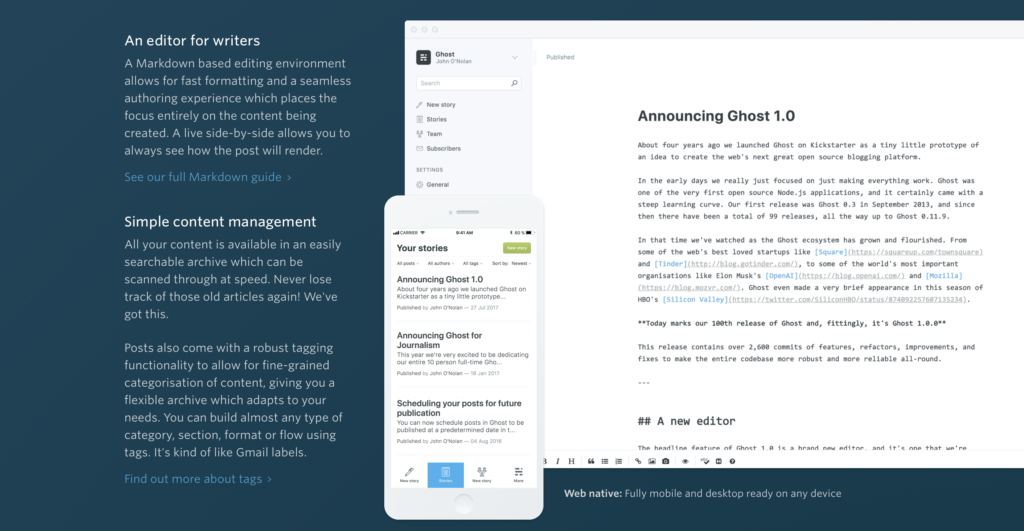 Ghost cms. Markdown фулл обучение.